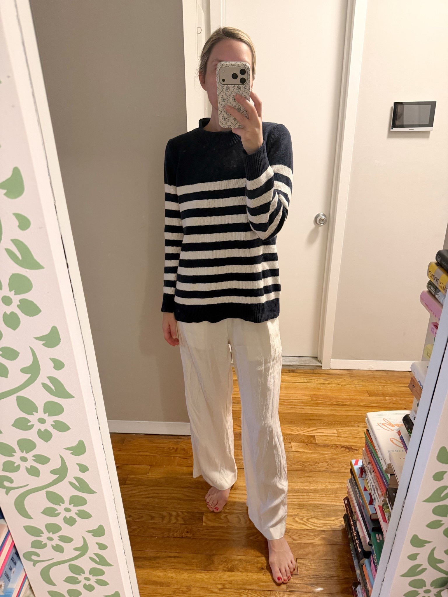 Casual spring outfit. Navy stripe sweater (almost sold out - linked similar)

#LTKOver40 #LTKootd #LTKgrwm
