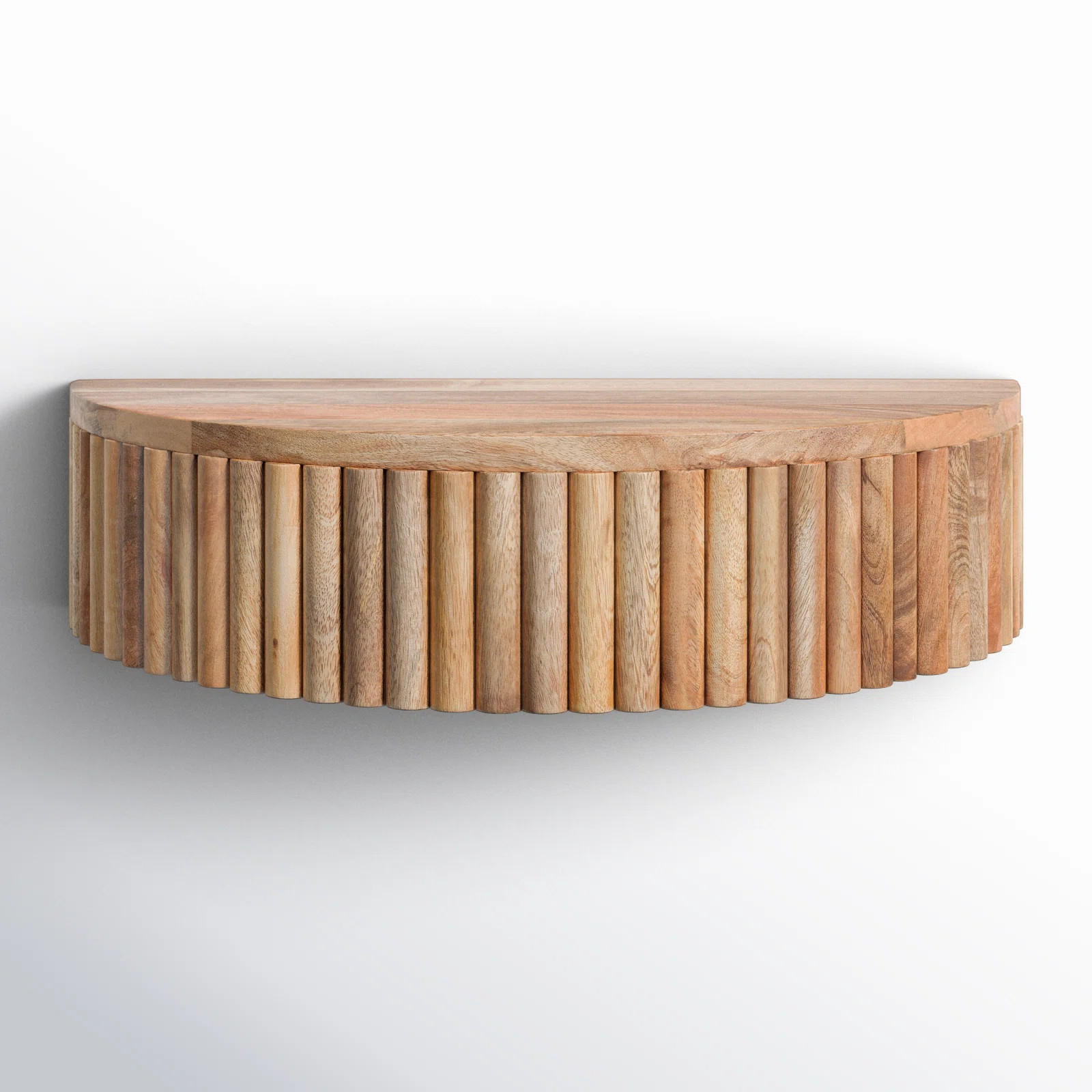 Kristie Half-circle Mango Floating Shelf with Drawer | Wayfair North America