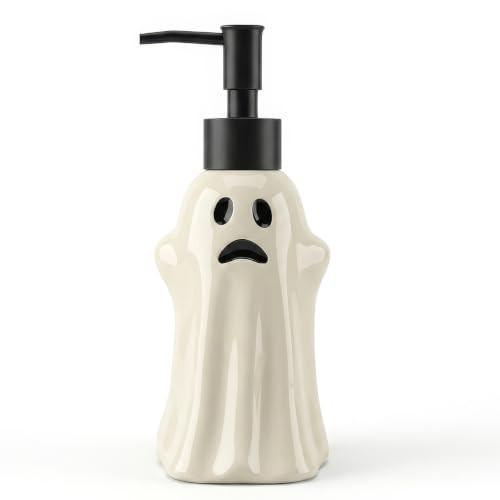TOLDATLI Halloween Soap Dispenser, 10 Fl Oz Ghost Soap Dispenser, Resin Hand Soap Dispenser for Bathroom, 300ml Refillable Soap Dispenser for Kitchen with Leak‑Proof Pump, Halloween Bathroom Decor | Amazon (US)