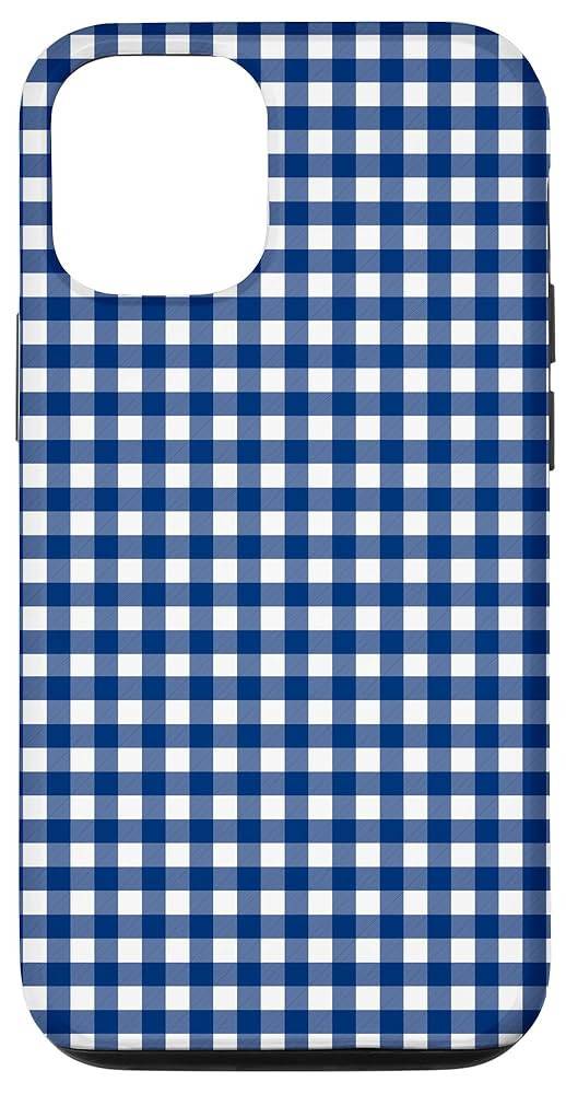 iPhone 12/12 Pro Navy Blue and White Buffalo Plaid Gingham Check Pattern Case | Amazon (US)