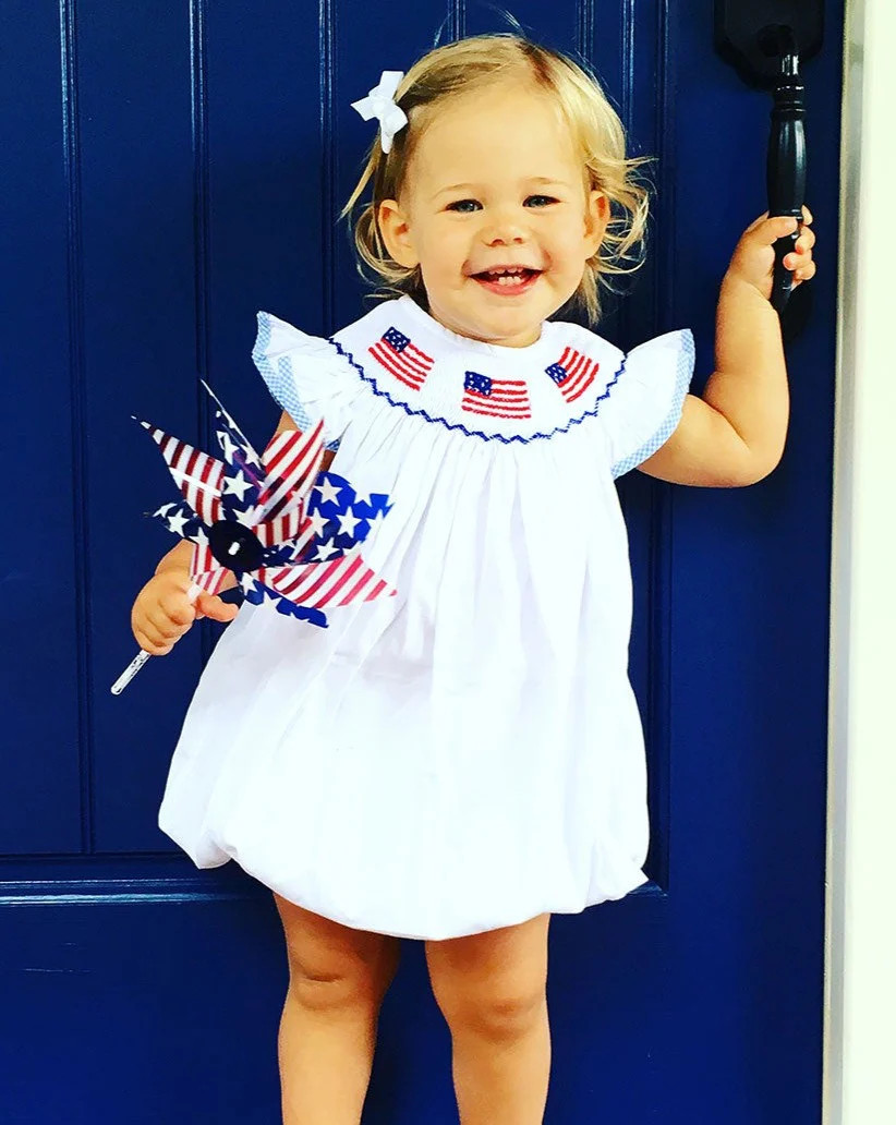 Patriotic American Flag White Bubble | Smockingbird Kids
