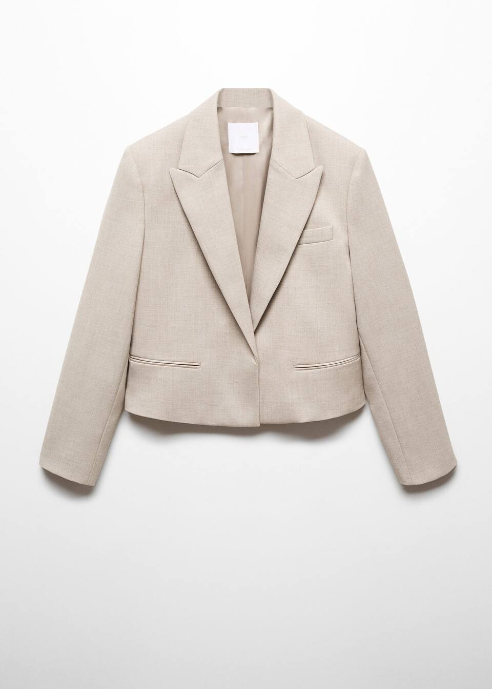 Blazer cropped de botão -  Mulher | Mango Portugal | Mango PT