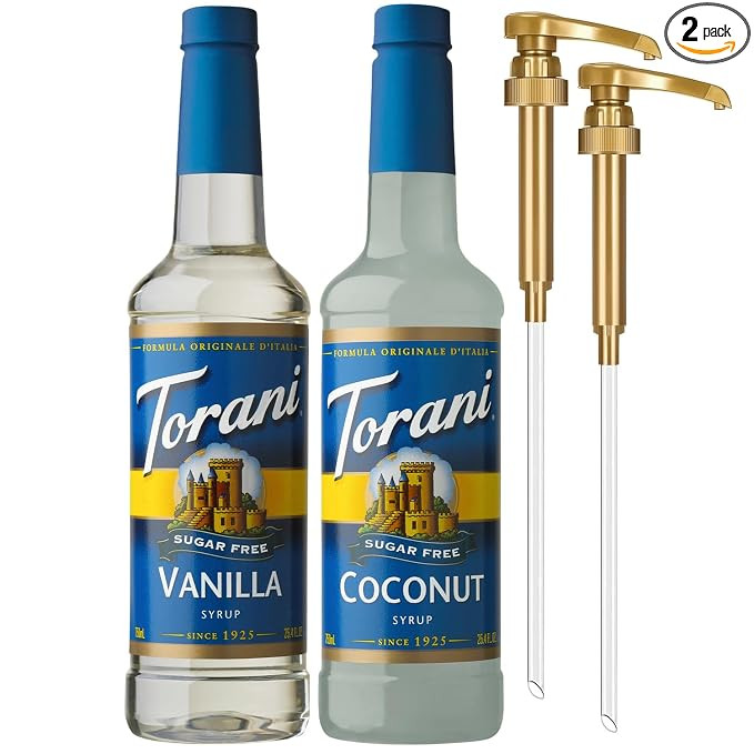 Torani Sugar Free Coconut Syrup and Sugar Free Vanilla Syrup Variety 2-Pack, Coffee Syrups for Dr... | Amazon (US)