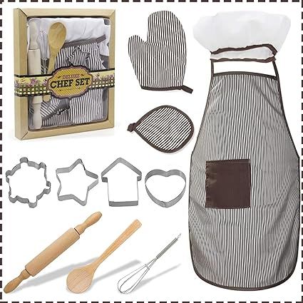 TOPZONE Kids Apron Set for Boys-Complete Children's Chef Set Baking Set with Chef’s Apron, Cook... | Amazon (US)