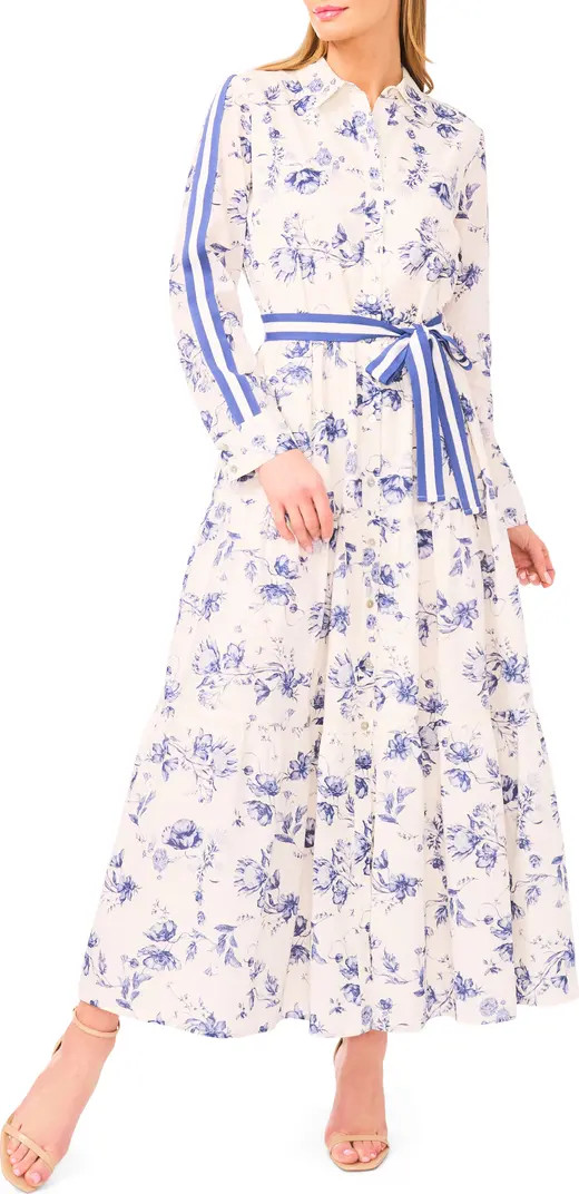 Floral Print Long Sleeve Belted Shirtdress | Nordstrom