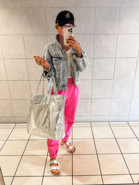 Travel style
Metallic bag- save with code COVET20
Sweatpants, joggers, jean jackett

#LTKitbag #LTKtravel #LTKsalealert