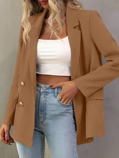 Blazer à bouton col à revers | SHEIN