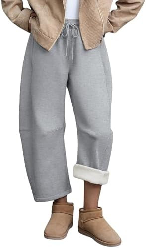 SeekMe Womens Fleece Lined Sweatpants Barrel Leg Baggy Jogger Pants for Winter Warm Casual Lounge... | Amazon (US)