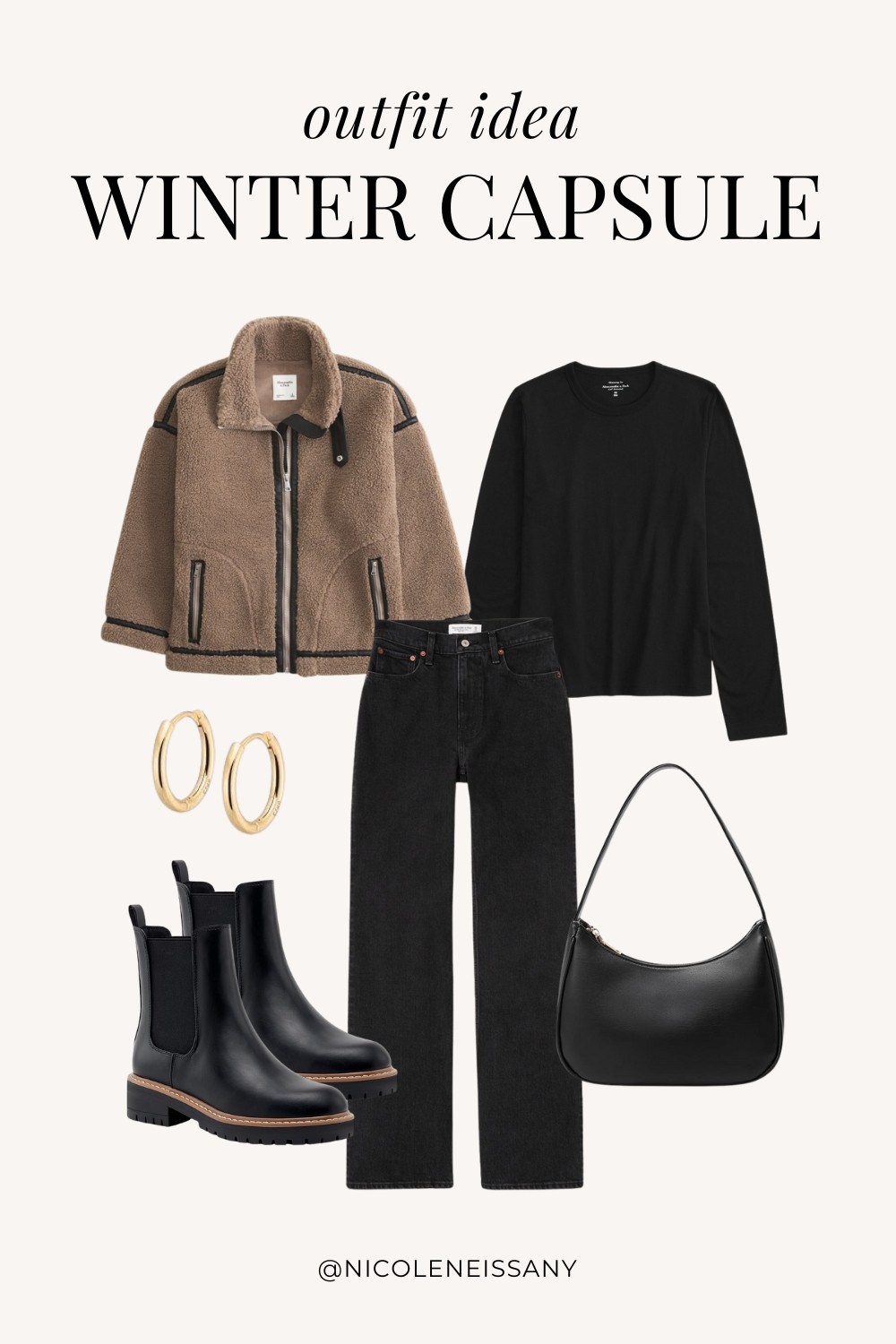 Winter Capsule Wardrobe Outfit Idea | winter capsule outfit, winter outfit, winter outfits, winter style, winter fashion, winter 2024 fashion, winter outfits 2024, winter trends 2024, winter outfit inspo, winter outfit inspiration, winter capsule wardrobe essentials, winter wardrobe essentials, winter closet essentials, winter essentials, winter basics, winter must haves, neutral capsule wardrobe, neutral outfit, neutral fashion, casual outfit, casual date night outfit, elevated casual outfit, brunch outfit, everyday outfit, Abercrombie, Abercrombie denim, Abercrombie jeans, Amazon Fashion, Revolve, Lulus, Nordstrom, H&M // winter jacket, sherpa jacket, long sleeve top, crewneck sweater, chelsea boots, gold hoop earrings, black jeans, black denim 

 

#LTKShoeCrush #LTKFindsUnder100 #LTKSaleAlert #LTKFindsUnder50 #LTKStyleTip #LTKSeasonal #LTKHome #LTKParties #LTKItBag #LTKTravel