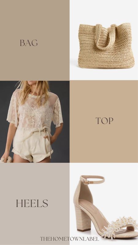 Straw bag
Lace top
Neutral heels
Spring outfit


#LTKSeasonal