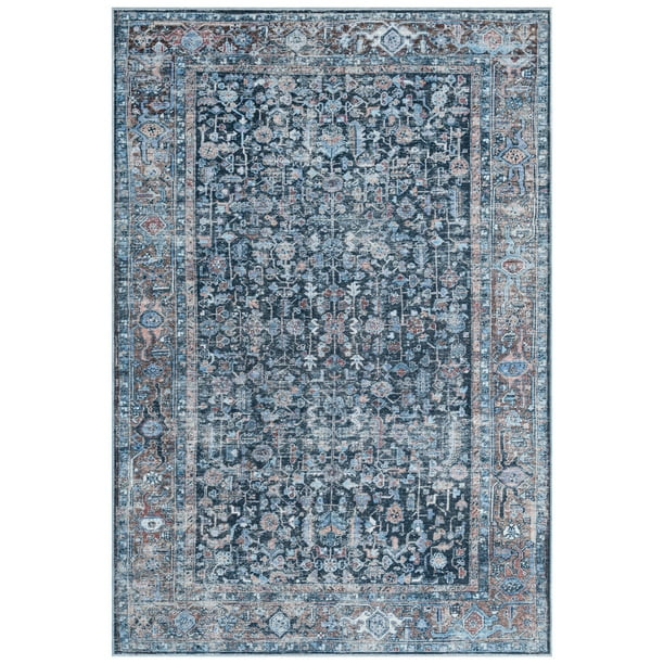 Everwash Callaghan Edith Distressed Vintage Machine Washable Area Rug 6'6"x9'2", Blue - Walmart.c... | Walmart (US)