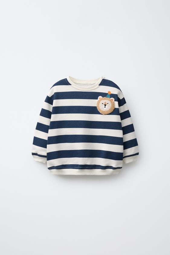 STRIPED SWEATSHIRT WITH LION PATCH | Zara US