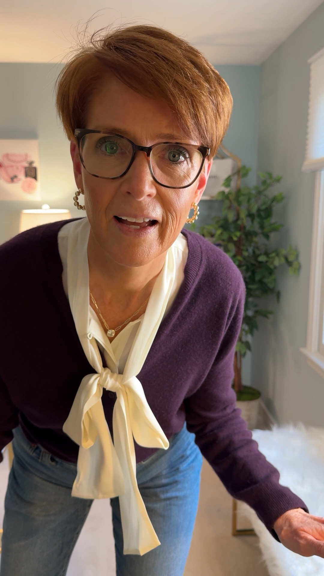 Pairing the high and low from my closet.
Wearing a tie neck washable silk top under an eggplant deep purple cashmere cardigan and my favorite Madewell straight leg jeans and sneakers.
Top size medium
Sweater size medium
Jeans size 29

#LTKStyleTip #LTKOver40 #LTKxMadewell