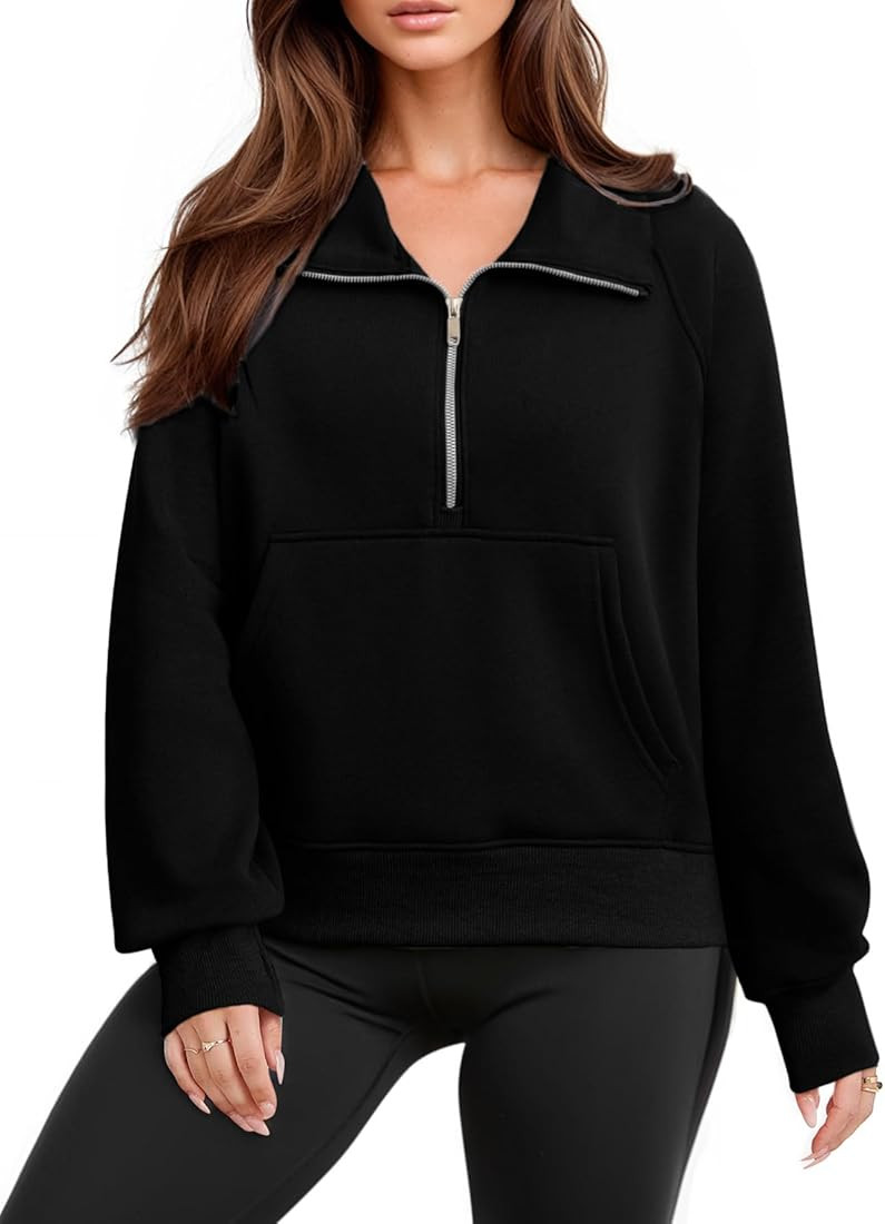 Glamaker Womens Sweatshirts Half Zip Pullover Fleece Cropped Comfort Fall Loose Outfits Fashion L... | Amazon (US)