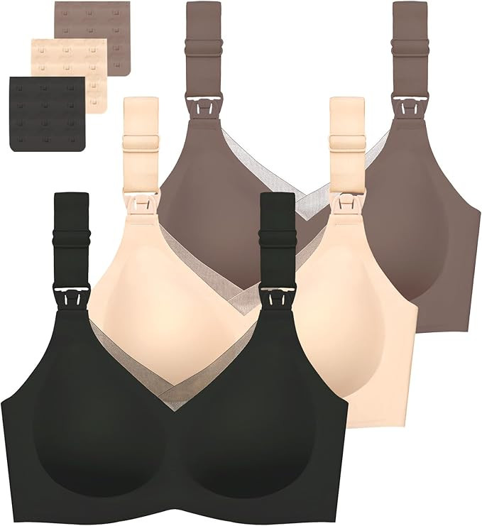 Gailife 3 Pack Nursing Bras for Breastfeeding Seamless V Neck Mesh Maternity Bra Comfort Pregnanc... | Amazon (US)