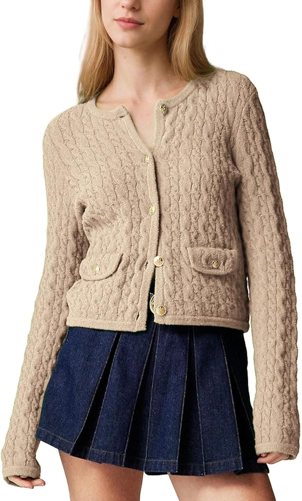 Ainangua Casual Cardigan Sweaters for Women Button Down Long Sleeve Knit Sweater Shirts Tops Open... | Amazon (US)