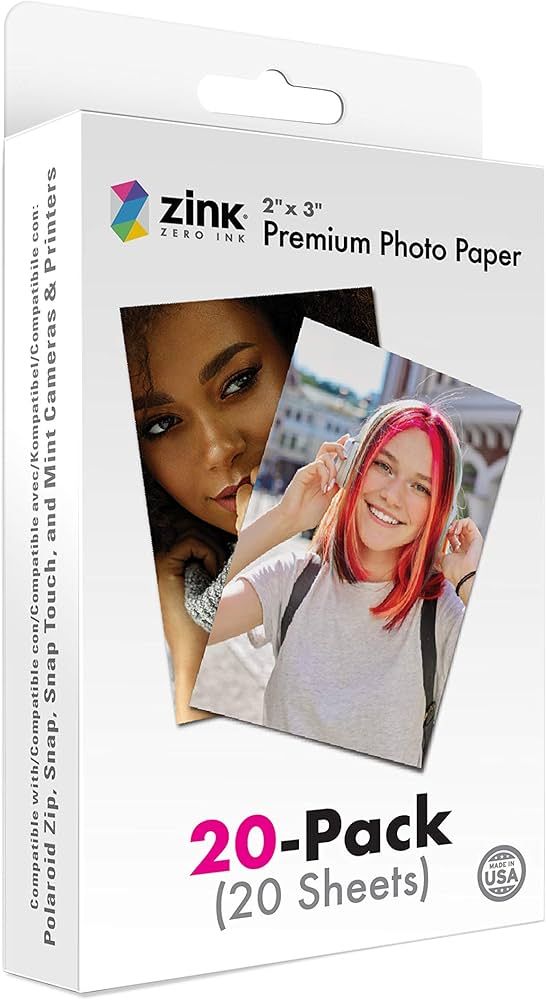 Zink 2"x3" Premium Instant Photo Paper (20 Pack) Compatible with Polaroid Snap, Snap Touch, Zip a... | Amazon (US)