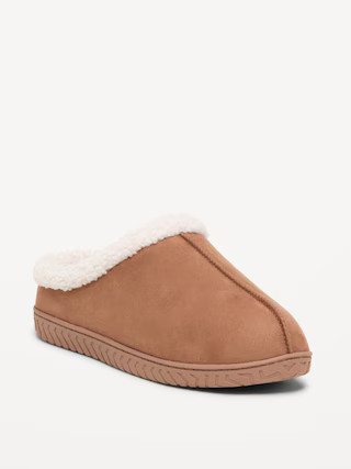 Faux-Suede Sherpa-Lined Clog Slippers for Men | Old Navy (US)