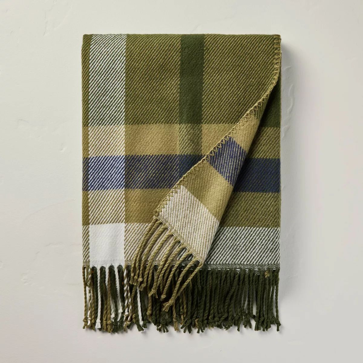 Fall Plaid Woven Throw Blanket Olive/Navy - Hearth & Hand™ with Magnolia | Target