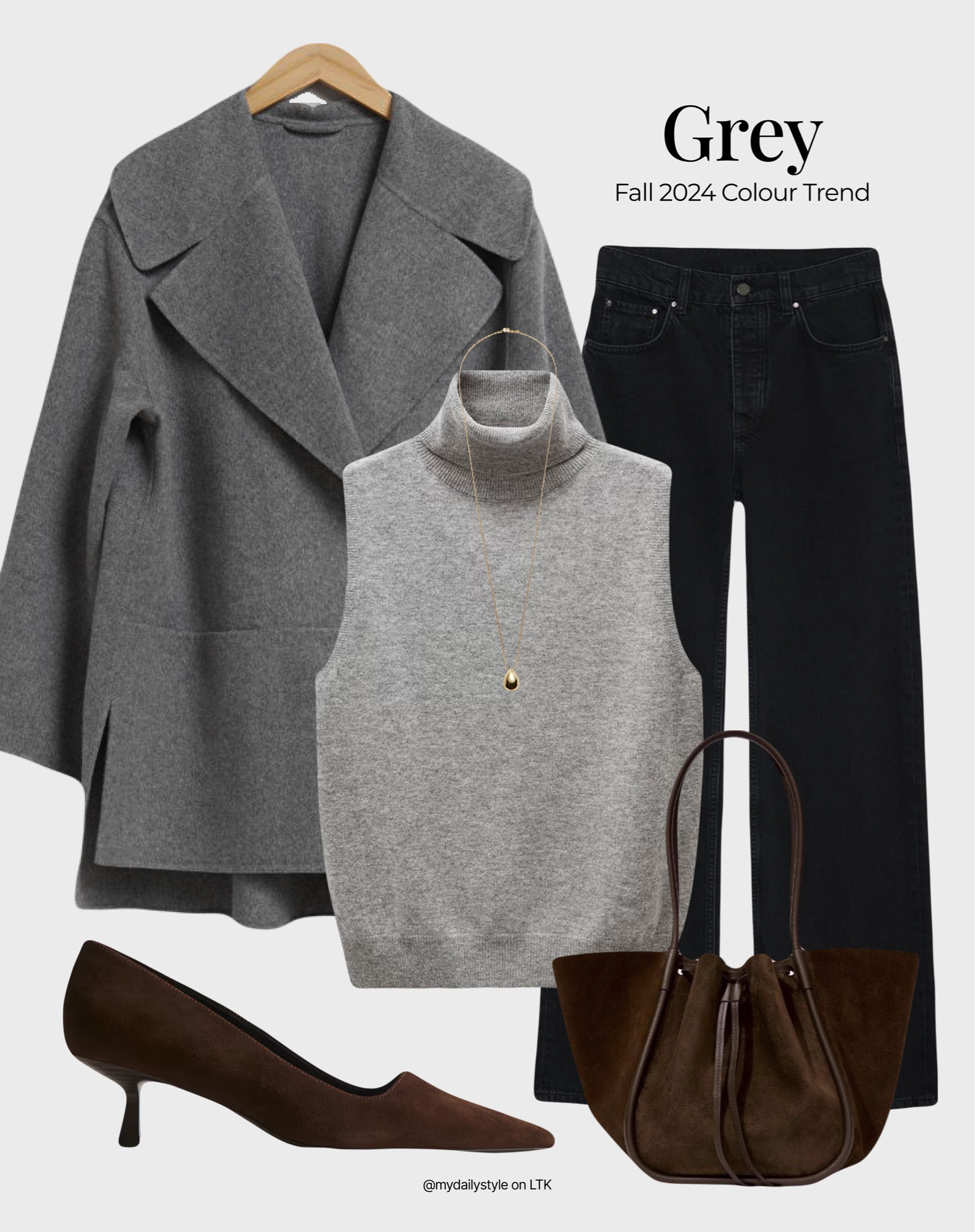 50 shades of grey for your fall wardrobe. Styling grey short wool coat, grey knit wool mohair sleeveless top, black trousers, chocolate brown kitten heels, & deep brown suede bag.

Check out more styling ideas in my profile. 

Tags: grey colour, gray color, fall style, pre-fall, autumn style, fall outfit, autumn outfit, fall fashion, autumn fashion, easy styling, simple everyday look, chic & basic outfit, Parisian look, casual outfit, capsule wardrobe, office look, brunch style, high street. 

#LTKautumn #LTKbag #LTKstyletip