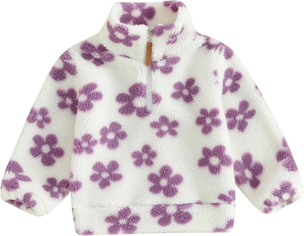 Little Toddler Baby Girl Fleece Coat Heart Zip Up Long Sleeve Sherpa Jacket Outerwear Valentine C... | Amazon (US)