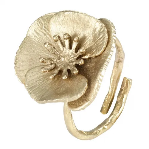 Poppy Flower Gold Napkin Rings, Set of 4 | Gracious Style