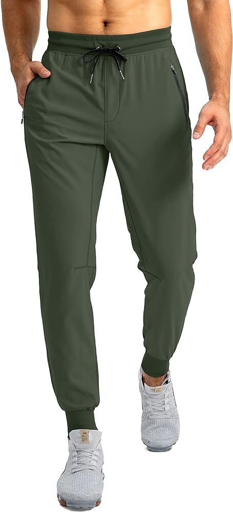 Pudolla Men's Lightweight Jogger Pants Workout Gym Running Pants with Zipper Pockets for Athletic... | Amazon (US)
