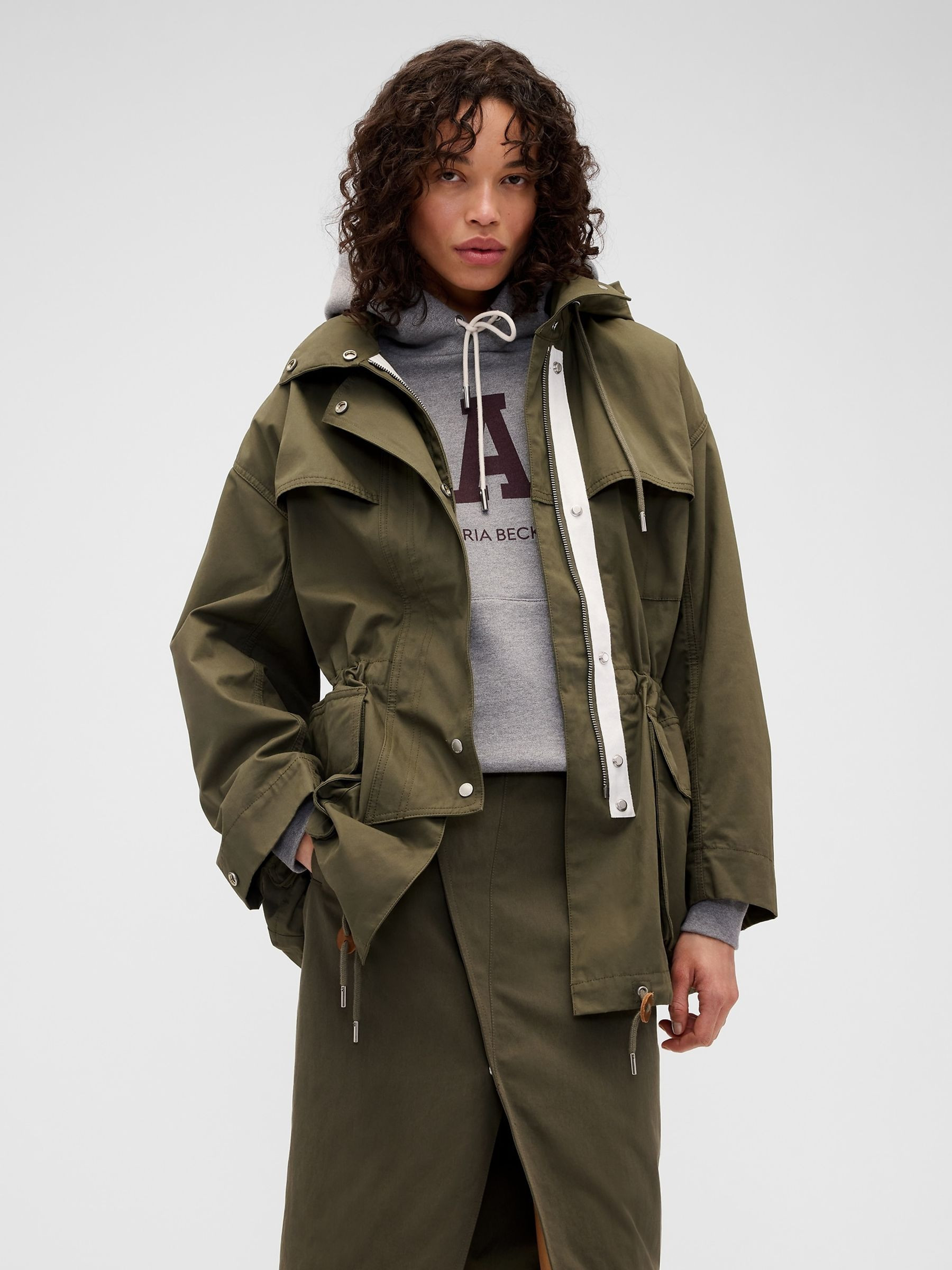 Gap Gap x Victoria Beckham Khaki Green Parka Jacket | GAP UK