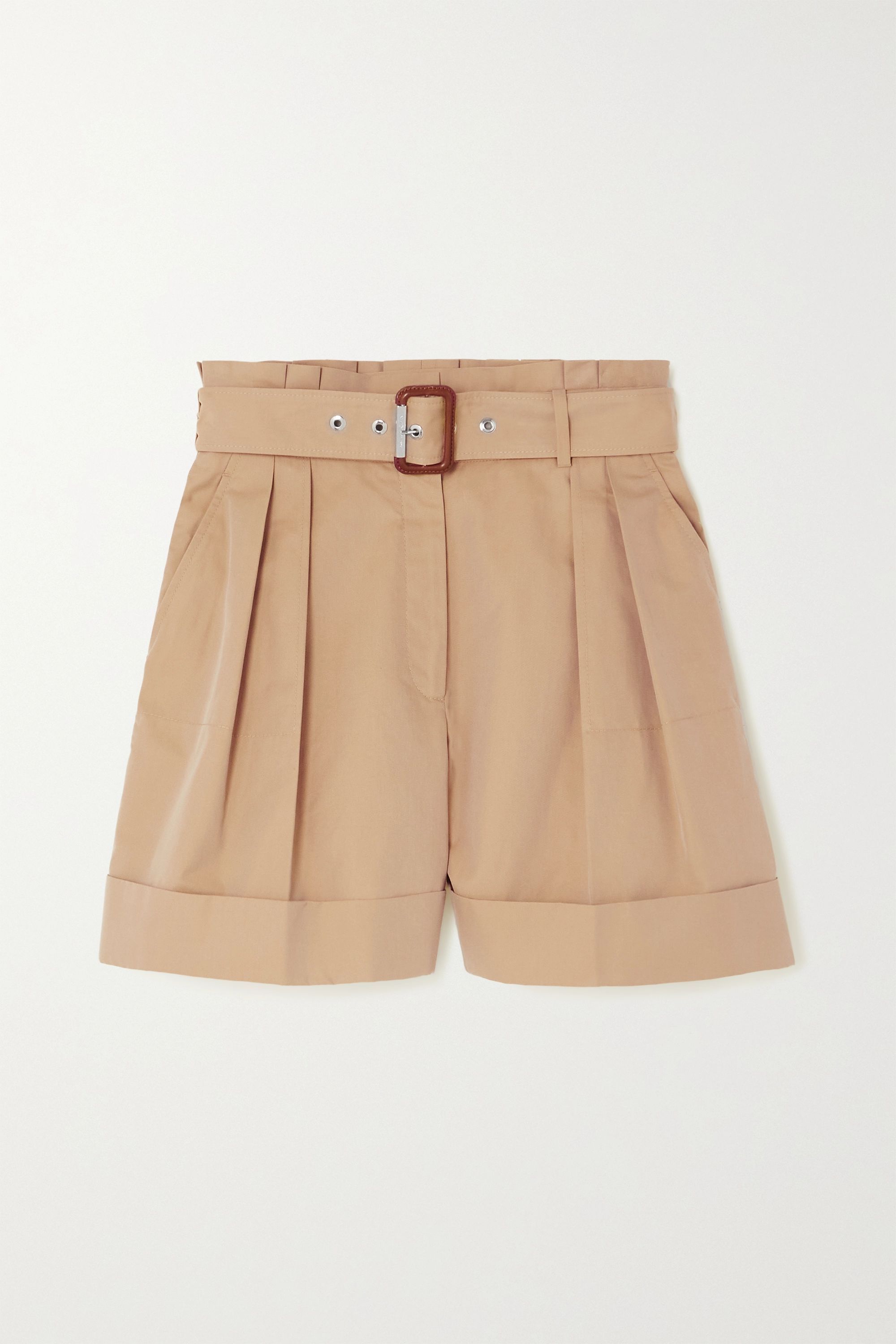 Belted pleated cotton-twill shorts | NET-A-PORTER (US)