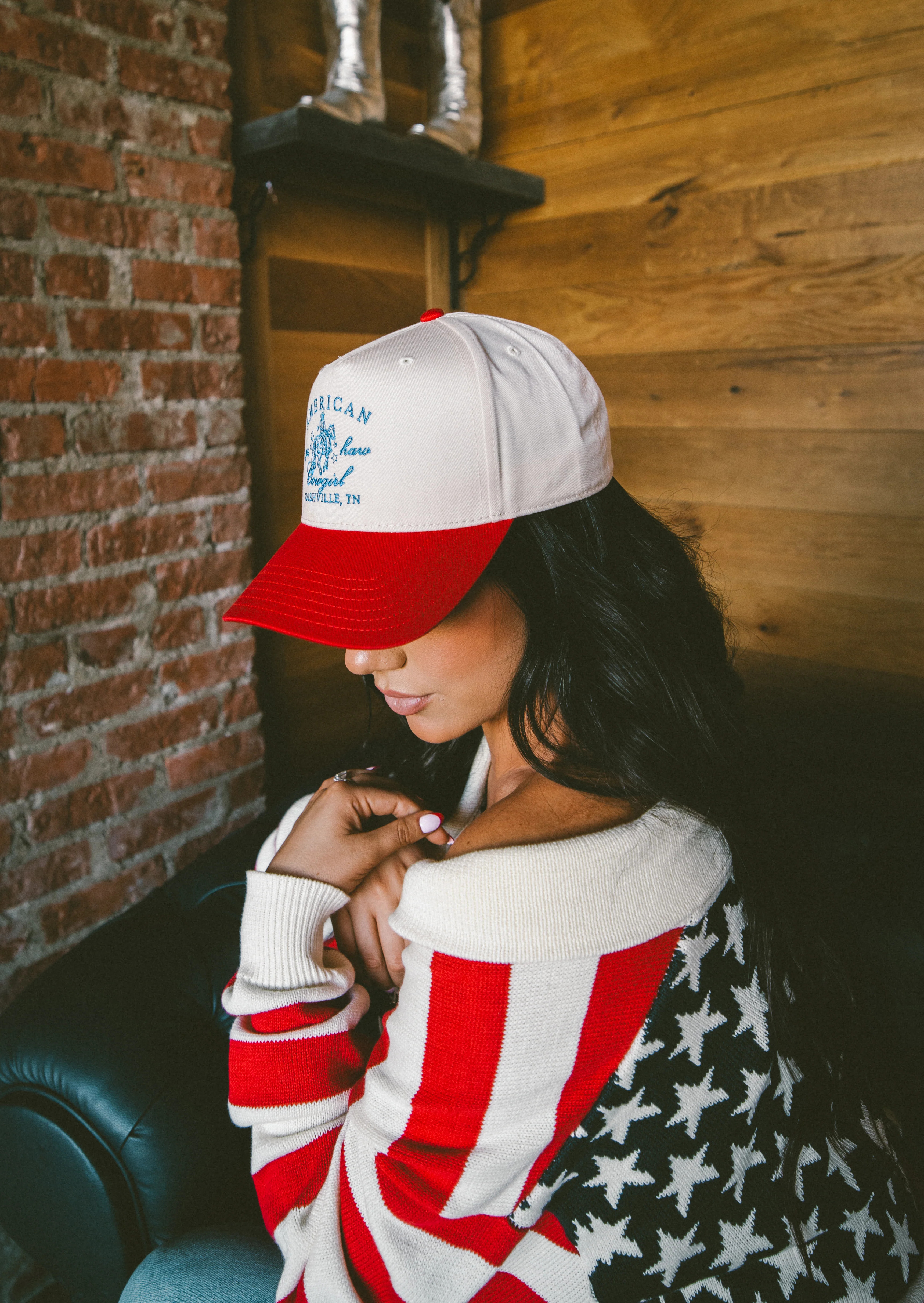 American Cowgirl - Red Vintage Trucker Hat - PREORDER | KenzKustomz