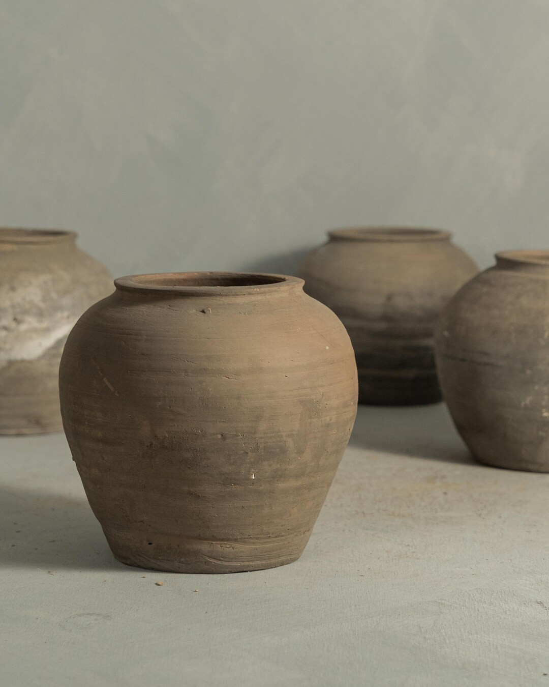 Vintage Vase Rustic Terracotta Pottery a In Black and Grey with No Handles | Etsy (US)