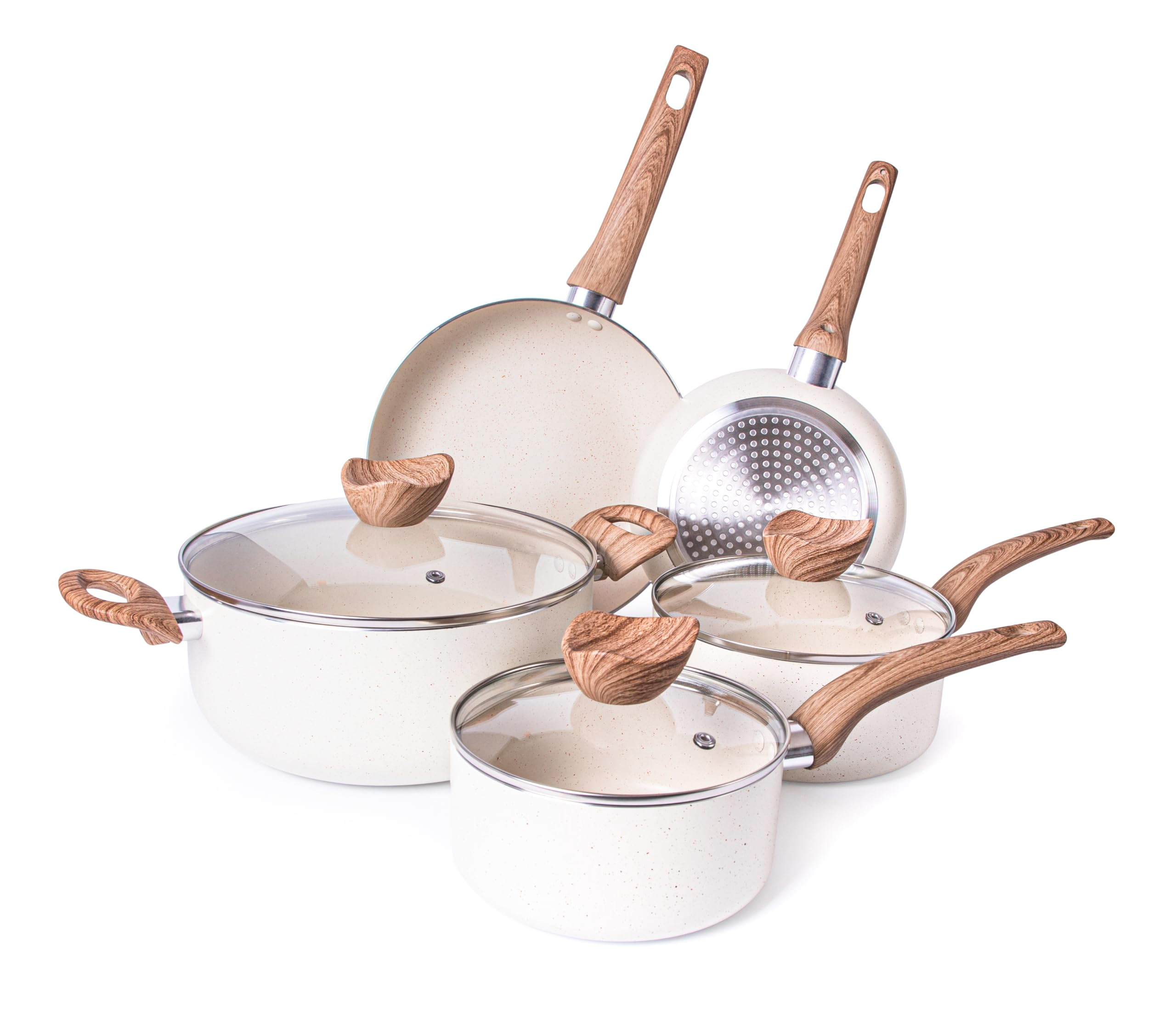 Non Stick Pots and Pans Set – Induction Hob Pot Set – 8pcs Kitchen Cookware with Lids – Coo... | Amazon (UK)