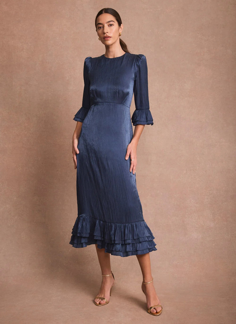 Navy Metallic Midi Dress | Mint Velvet