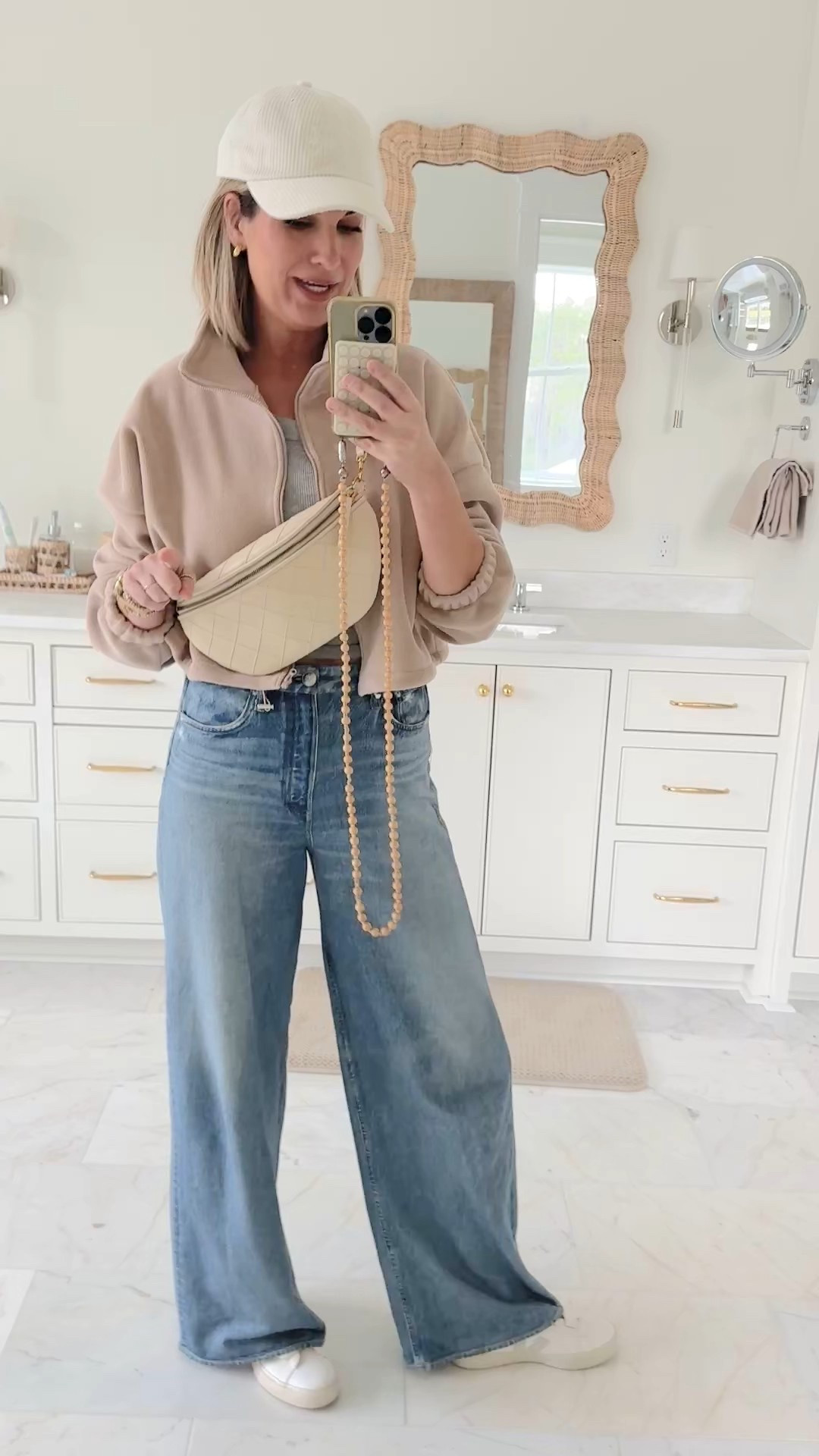 Weekend outfit!  SWEATPANT jeans. I am 5’11”.  Wearing 27 in the pants. Small in the tops. Sneakers true to size.  

#LTKOver40 #LTKSaleAlert #LTKTall