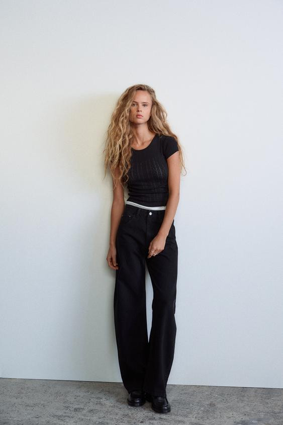 TRF CURVED HIGH-WAISTED JEANS | Zara US