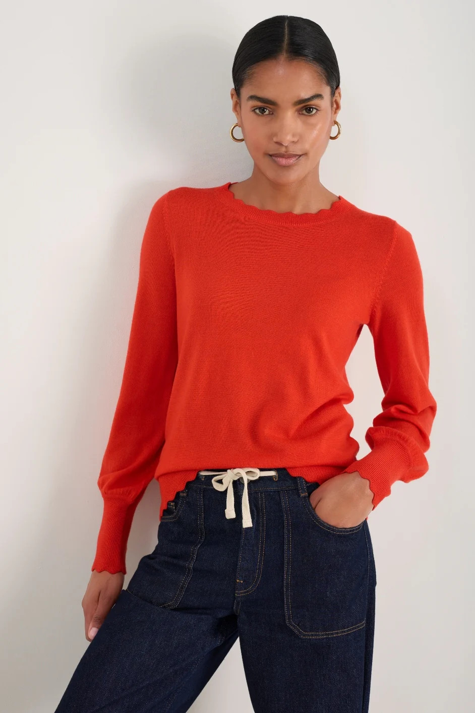 Fleurine Scallop Jumper - Bitter Orange | WYSE London