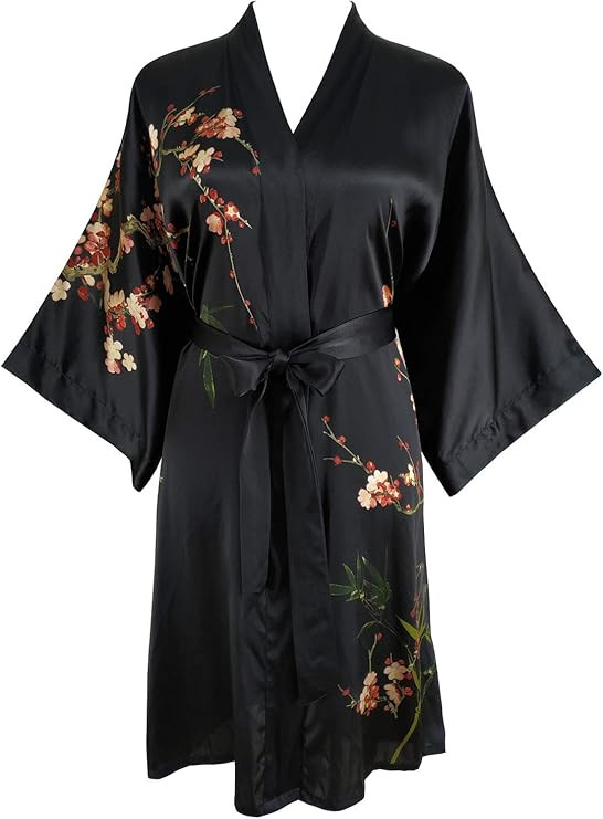 Ledamon Women's 100% Silk Kimono Short Robe | Amazon (US)