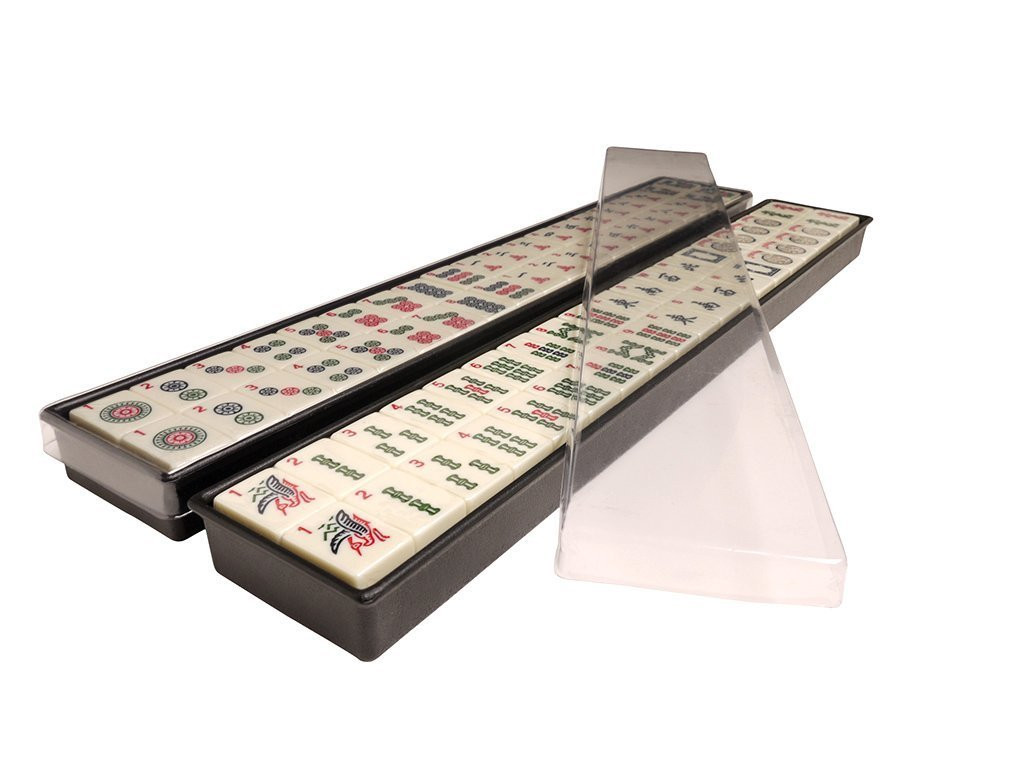 American Mah Jong Set - 166 Ivory Colored Engraved Tiles, 4 x Combo Rack/Pushers - Black Aluminum... | Amazon (US)