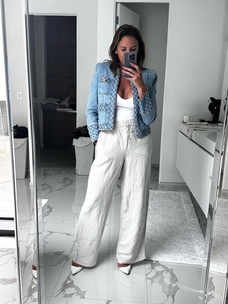 Sunday- dressy casual. Loving this high waist linen pants. 

#LTKunder50 #LTKFind #LTKstyletip