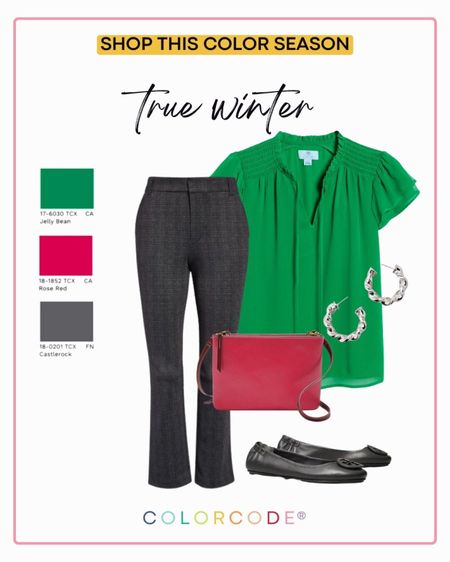 A True Winter is a true diva - showing off light and airy pastels one moment, then going for bold and vibrant hues the next!

This green and pop of rose red is sure to turn heads! Pair with a castlerock gray as your neutral. 

To uncover more colors in your color season go to unlockmycolors.com to take the free color test quiz!



#LTKworkwear #LTKunder100 #LTKstyletip