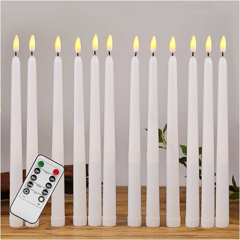 duduta White Flameless Taper Candles with Remote, Flickering Battery Christmas LED Candlesticks S... | Amazon (US)
