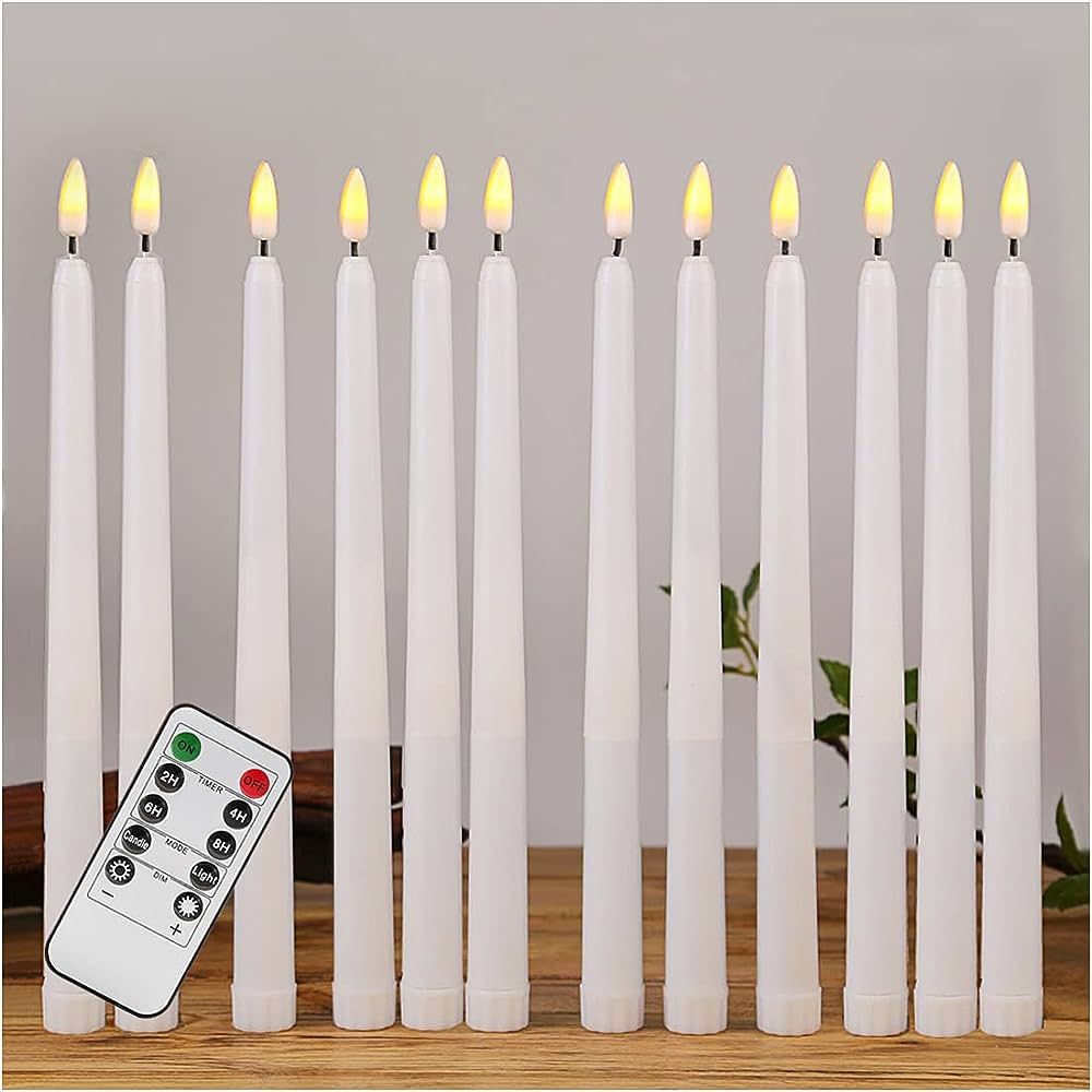 duduta White Flameless Taper Candles with Remote Timer, Flickering Realistic LED Battery Operated... | Amazon (US)