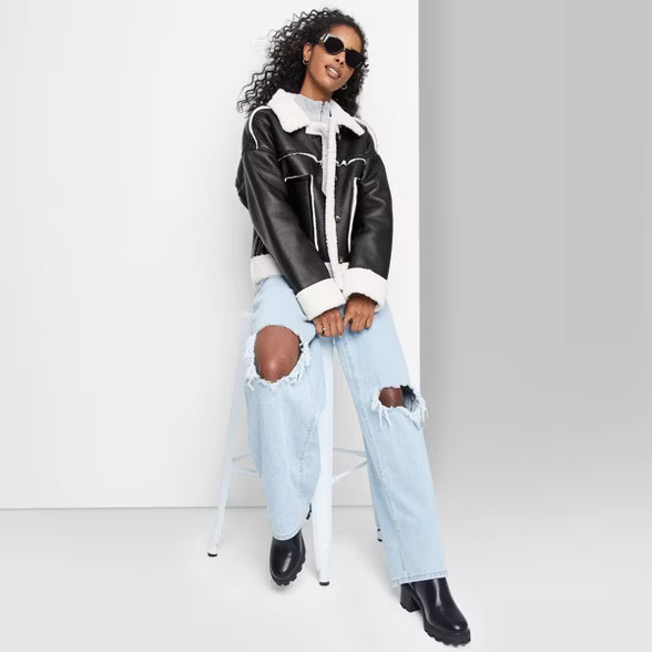 Women's Shearling Lined Faux Leather Jacket - Wild Fable™ | Target