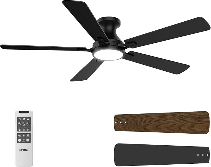 OPONL 52 Inch Black Ceiling Fans with Light, Ceiling Fan with Light and Remote Control, Dimmable ... | Amazon (US)