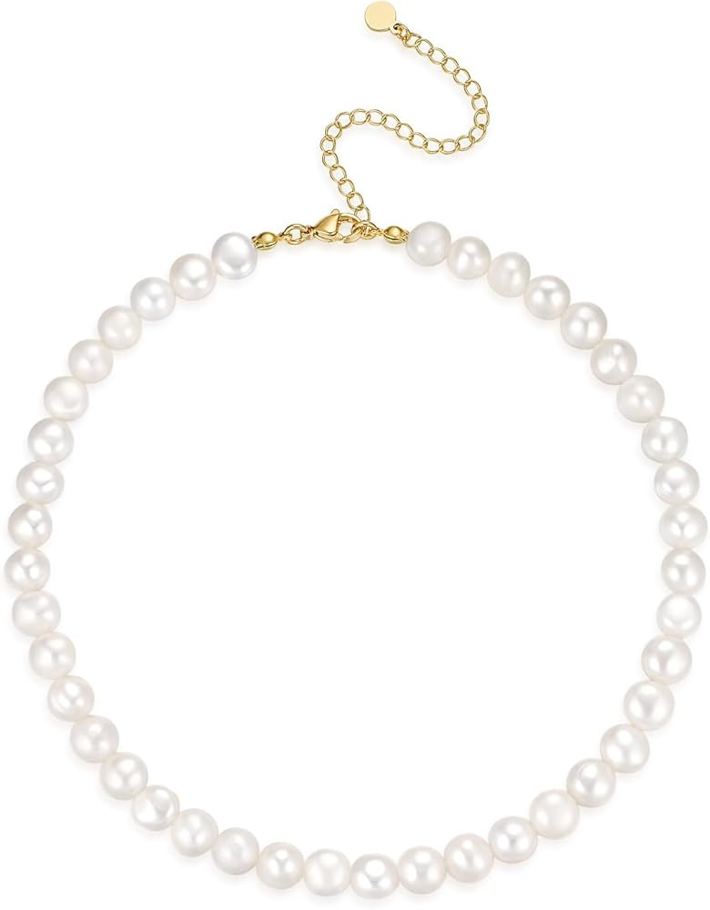 14K Gold Plated Snake, Cuban Link, Paperclip, Ball Beaded, Tennis Chain, Natural Freshwater Pearl... | Amazon (US)