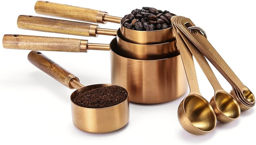 Malmo Measuring Cups and Spoons Set,10-piece with Wooden Handle, Titanium-plating stainless steel... | Amazon (US)
