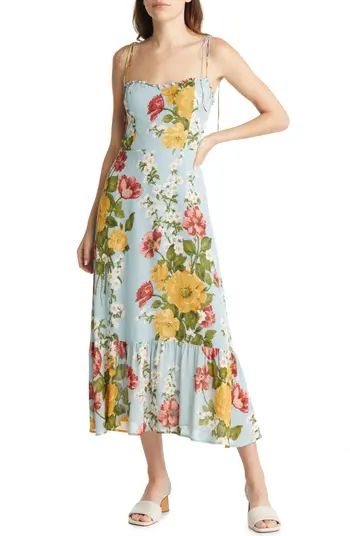 Reformation Enya Floral Print Tie Shoulder Dress | Nordstrom | Nordstrom