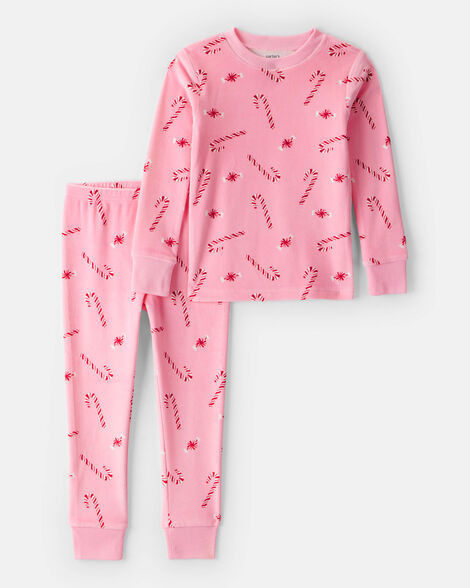 Toddler Peppermint Print DreamPlush Long-Sleeve Snug Fit 2-Piece Pajamas - Pink | Carter's Inc