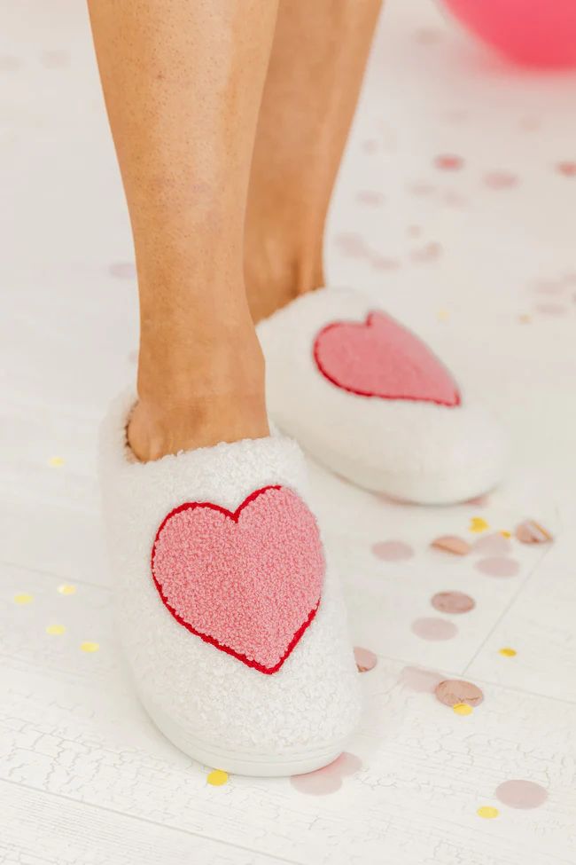 Red, Pink, And White Heart Slippers | Pink Lily