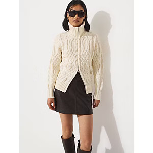 Studio Edit Cream Cable Knitted Zip Cardigan | George